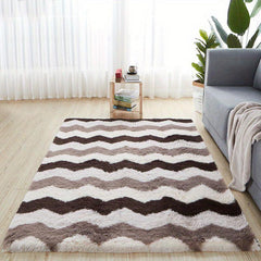 Ultra Soft Plush Rug Large Striped Area Rug Non slip Fluffy Shaggy Rug