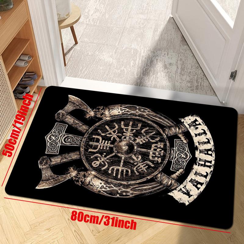Viking Skull Print Plush Carpet for Youth Decor