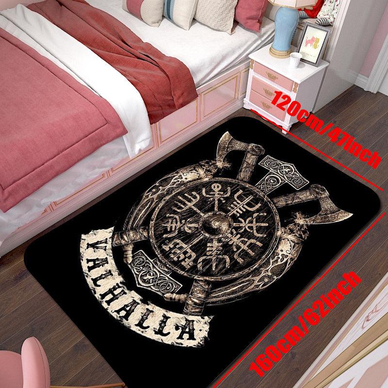 Viking Skull Print Plush Carpet for Youth Decor