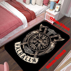Viking Skull Print Plush Carpet for Youth Decor