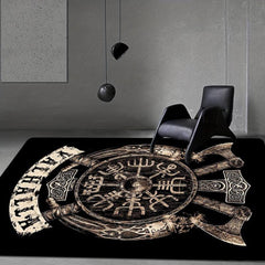 Viking Skull Print Plush Carpet for Youth Decor