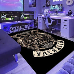 Viking Skull Print Plush Carpet for Youth Decor