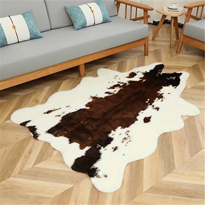 Faux Cowhide Rug Washable Low Pile Animal Print Carpet for Home Decor