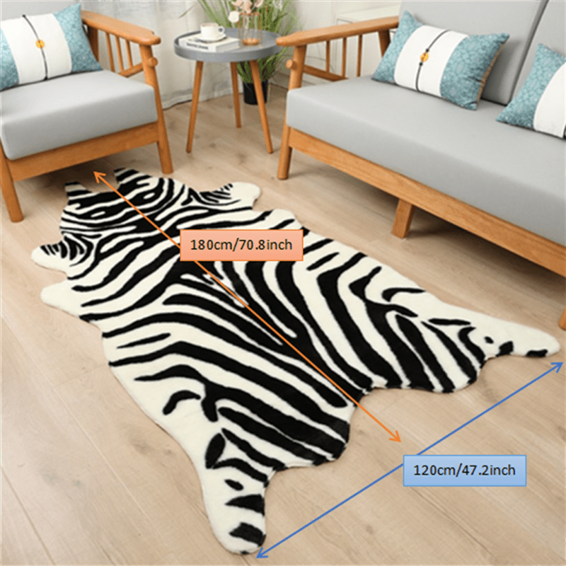 Faux Cowhide Rug Washable Low Pile Animal Print Carpet for Home Decor