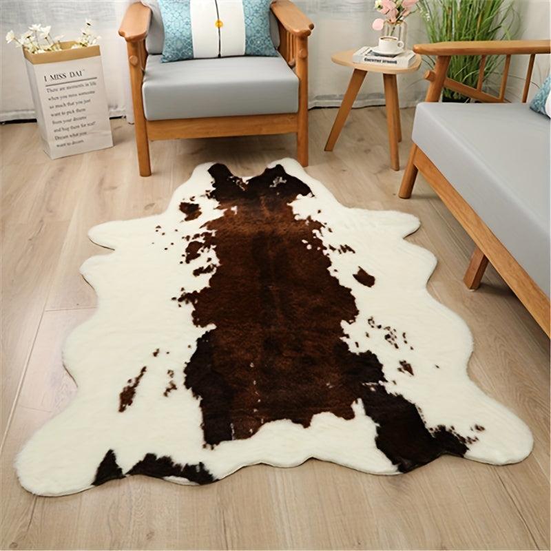 Faux Cowhide Rug Washable Low Pile Animal Print Carpet for Home Decor