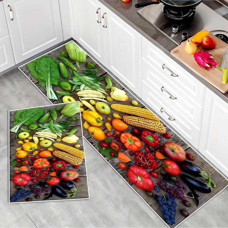 2pcs Soft Thickened Kitchen Mat Non slip Floor Mat Waterproof Runner Rug