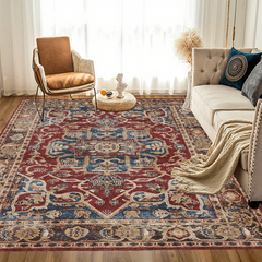 Vintage Boho Area Rug Euro Dark Red Bohemian Pattern Soft Washable Carpet