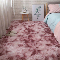 Soft Pink Purple Tie Dye Plush Decorative Carpet