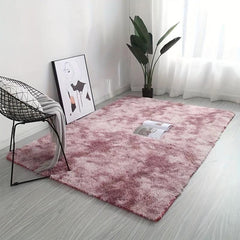 Soft Pink Purple Tie Dye Plush Decorative Carpet