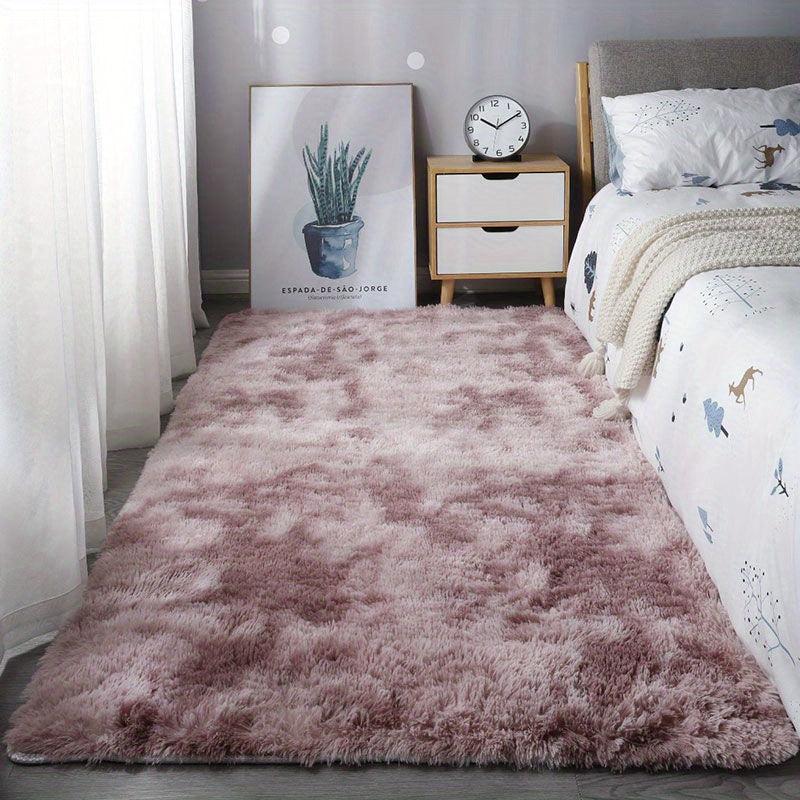 Soft Pink Purple Tie Dye Plush Decorative Carpet