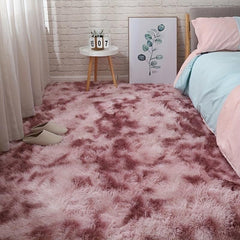 Soft Pink Purple Tie Dye Plush Decorative Carpet