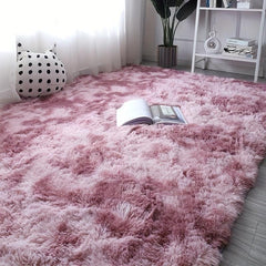 Soft Pink Purple Tie Dye Plush Decorative Carpet