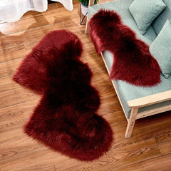 Double Heart Faux Sheepskin Rug Soft Fluffy Shaggy Carpet