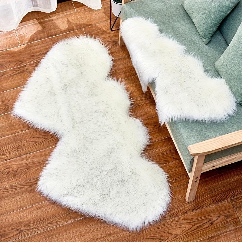 Double Heart Faux Sheepskin Rug Soft Fluffy Shaggy Carpet