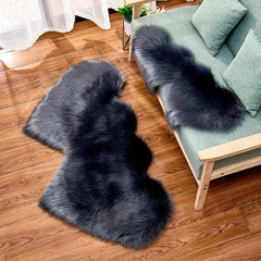 Double Heart Faux Sheepskin Rug Soft Fluffy Shaggy Carpet