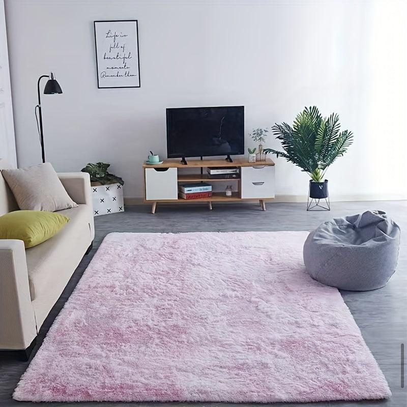 Soft Pink Shag Rug for Bedroom Living Room Non Slip Tie Dyed