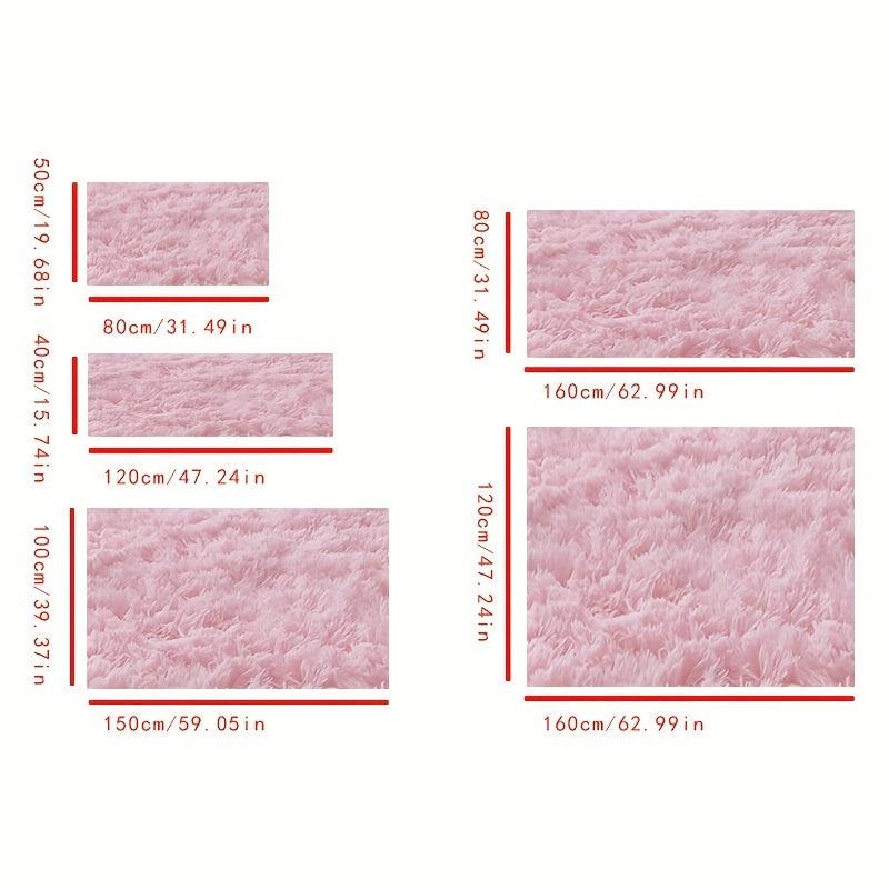 Soft Pink Shag Rug for Bedroom Living Room Non Slip Tie Dyed