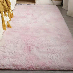 Soft Pink Shag Rug for Bedroom Living Room Non Slip Tie Dyed