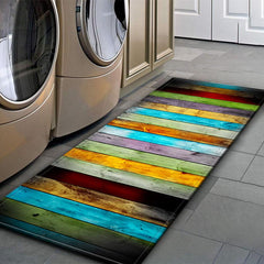 Vintage Wood Print Kitchen Rug Soft Cushioned Anti Fatigue Memory Foam