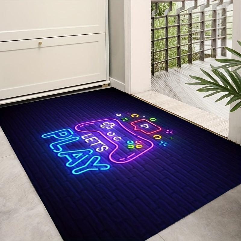Large Neon Video Game Floor Mat Gamer Carpet for Living Room and Bedroom