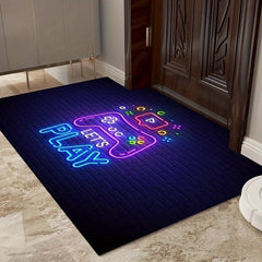 Large Neon Video Game Floor Mat Gamer Carpet for Living Room and Bedroom