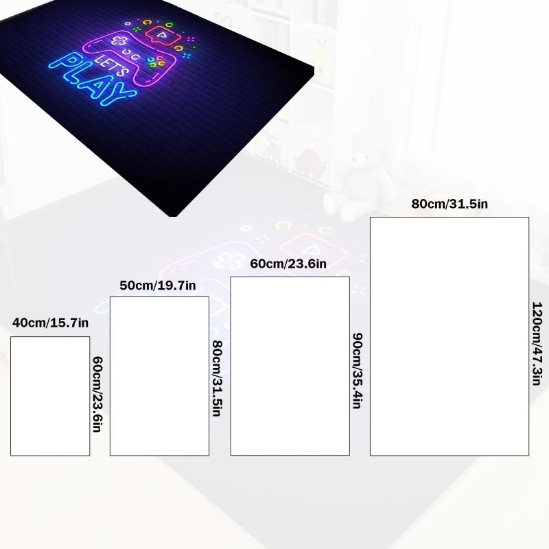 Large Neon Video Game Floor Mat Gamer Carpet for Living Room and Bedroom
