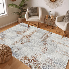 Modern Abstract Area Rug Soft Distressed Washable Carpet Living Room