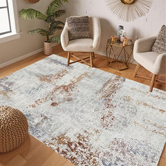 Modern Abstract Area Rug Soft Distressed Washable Carpet Living Room
