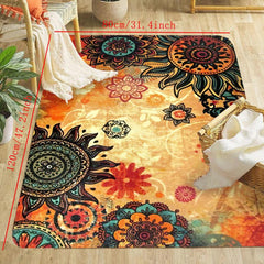 Boho Retro Non Skid Area Rug Machine Washable for Living Room Bedroom
