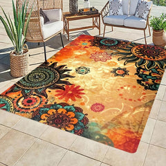 Boho Retro Non Skid Area Rug Machine Washable for Living Room Bedroom
