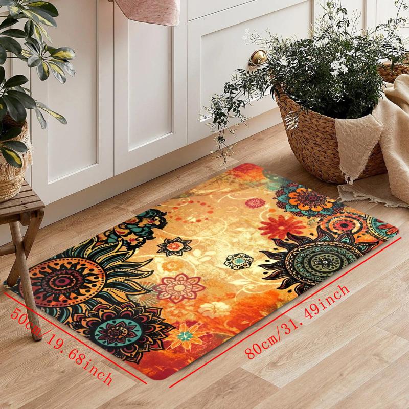 Boho Retro Non Skid Area Rug Machine Washable for Living Room Bedroom