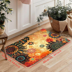 Boho Retro Non Skid Area Rug Machine Washable for Living Room Bedroom