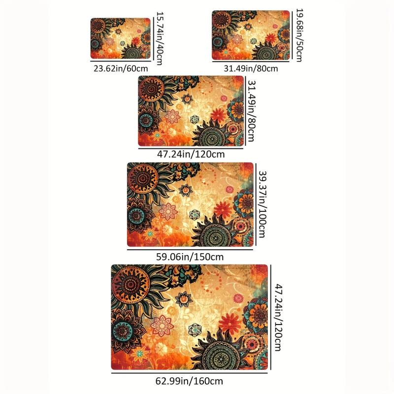 Boho Retro Non Skid Area Rug Machine Washable for Living Room Bedroom