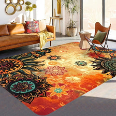 Boho Retro Non Skid Area Rug Machine Washable for Living Room Bedroom