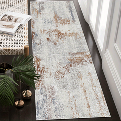 Soft Abstract Runner Rug Modern Non Slip Waterproof Stain Resistant Carpet