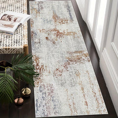 Soft Abstract Runner Rug Modern Non Slip Waterproof Stain Resistant Carpet