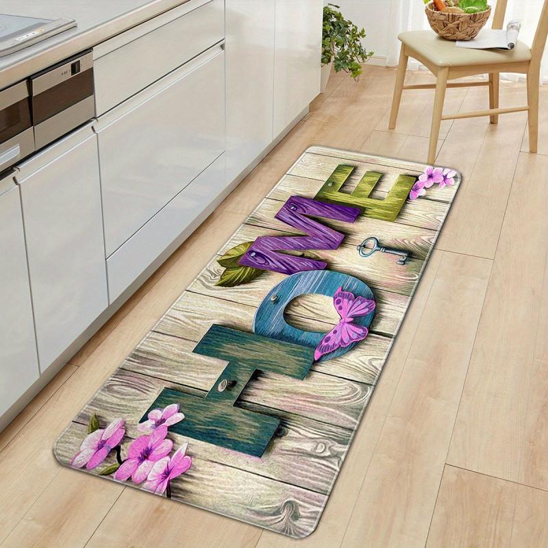 Soft Cushioned Kitchen Rug Wooden Print Anti Fatigue Waterproof Non Slip Mats