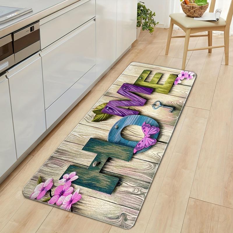 Soft Cushioned Kitchen Rug Wooden Print Anti Fatigue Waterproof Non Slip Mats