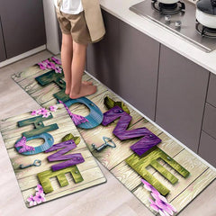 Soft Cushioned Kitchen Rug Wooden Print Anti Fatigue Waterproof Non Slip Mats