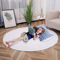 Soft Fluffy Round Rug for Nursery Kids Teens Bedroom Dorm Baby's Room Carpet