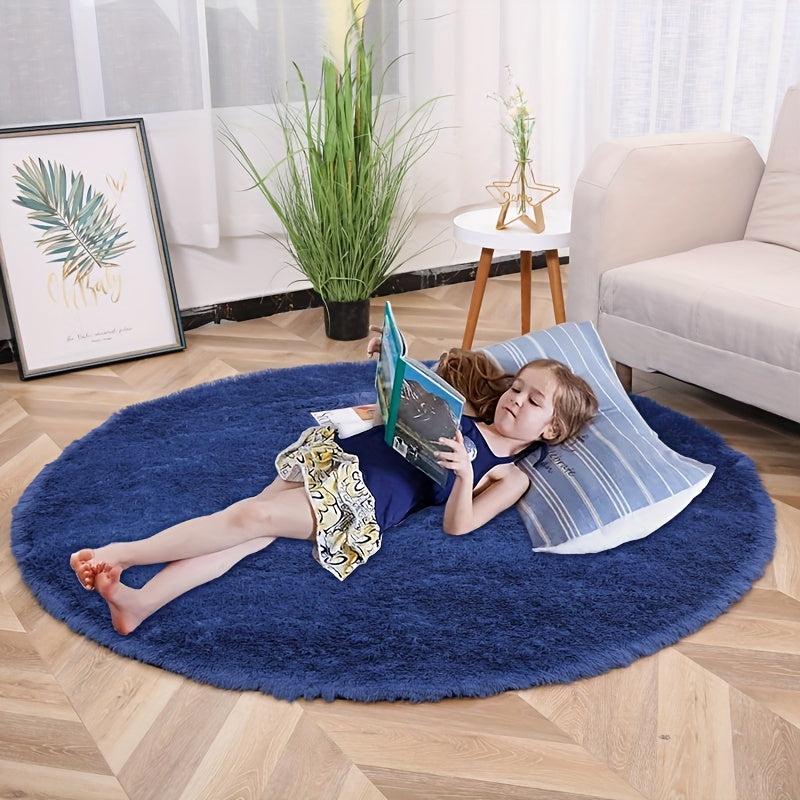 Soft Fluffy Round Rug for Nursery Kids Teens Bedroom Dorm Baby's Room Carpet