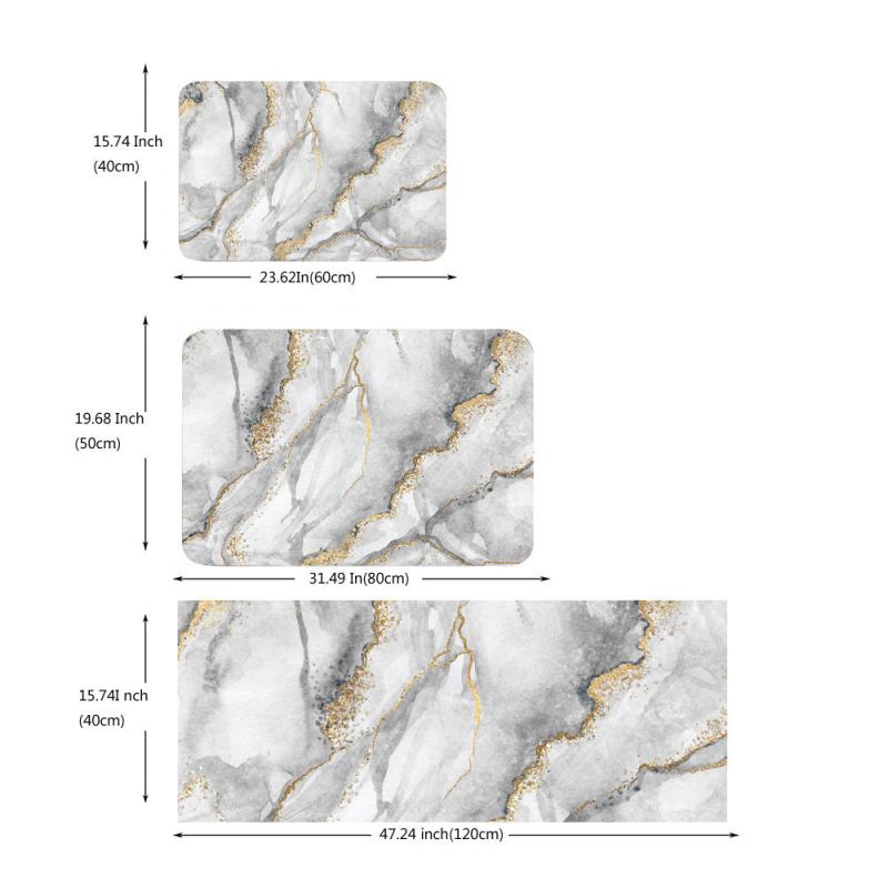 Non Slip Grey Marble Print Sponge Floor Mat