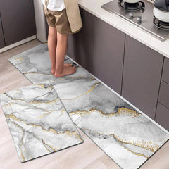 Non Slip Grey Marble Print Sponge Floor Mat