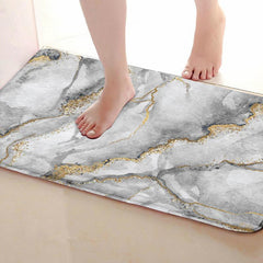 Non Slip Grey Marble Print Sponge Floor Mat