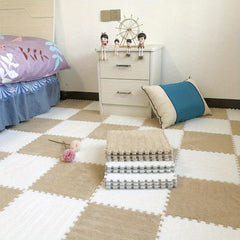 12pcs Plush Puzzle Foam Floor Seat Mat Interlocking Carpet Anti Slip Protection