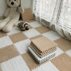 12pcs Plush Puzzle Foam Floor Seat Mat Interlocking Carpet Anti Slip Protection
