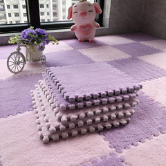 12pcs Plush Puzzle Foam Floor Seat Mat Interlocking Carpet Anti Slip Protection