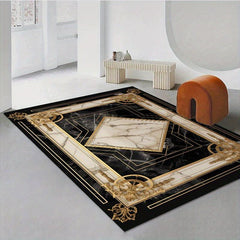 European Style Large Area Rug Golden Home Decoration Soft Velvet Lounge Rug