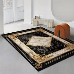 European Style Large Area Rug Golden Home Decoration Soft Velvet Lounge Rug