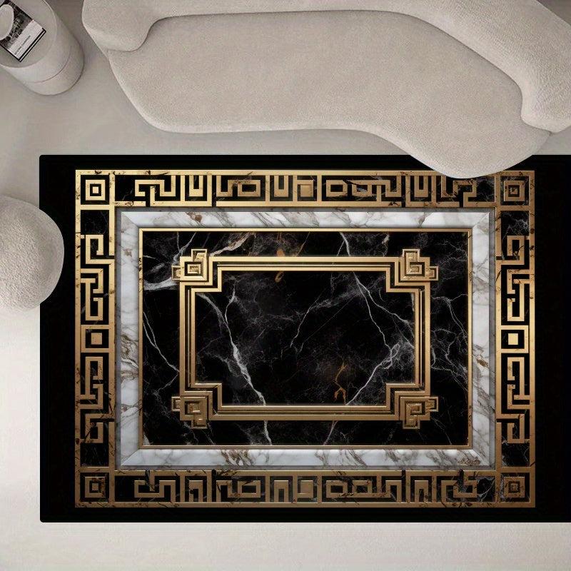 European Style Large Area Rug Golden Home Decoration Soft Velvet Lounge Rug